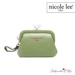 Nicole Lee Elise High Quality Vegan Leather Pearl Coin Purse | Sage